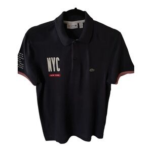 Lacoste NYC Polo shirt men’s blue 2 button style size small